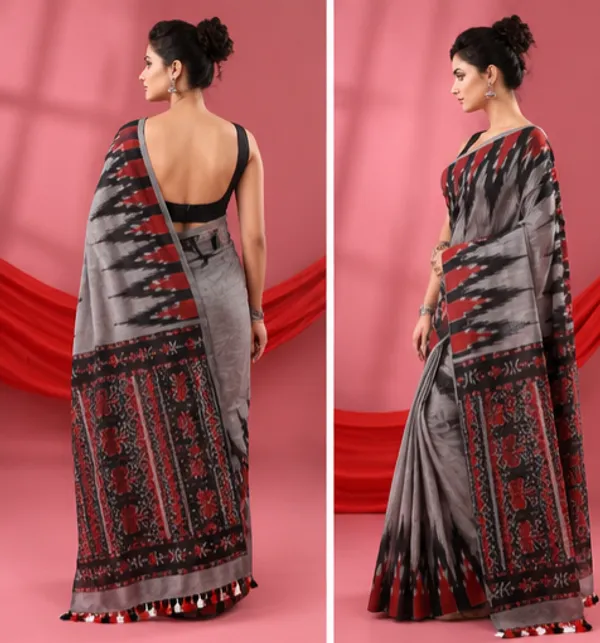 Brown_And_Powder_Grey_Maheshwari_1_Inch_Border_Saree