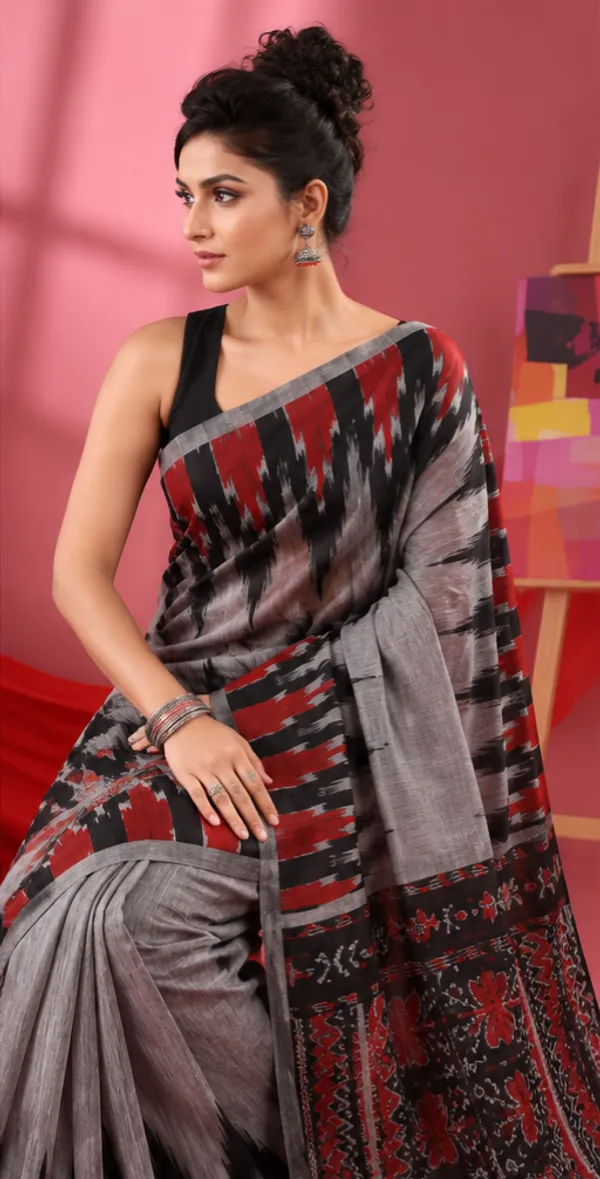 Brown_And_Powder_Grey_Maheshwari_1_Inch_Border_Saree