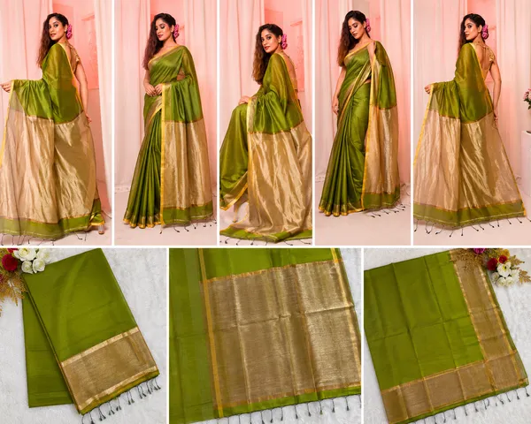 Parrot_Green_Khadi_Jhari_Sarees