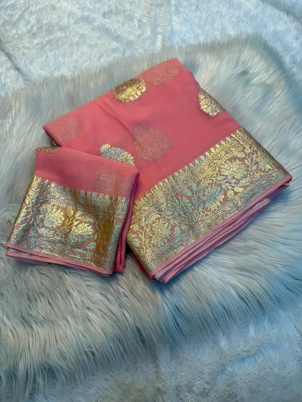 Pink_semi_Kadi_georgette_saree