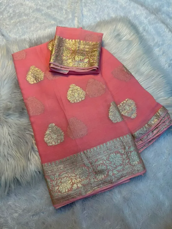 Pink_semi_Kadi_georgette_saree
