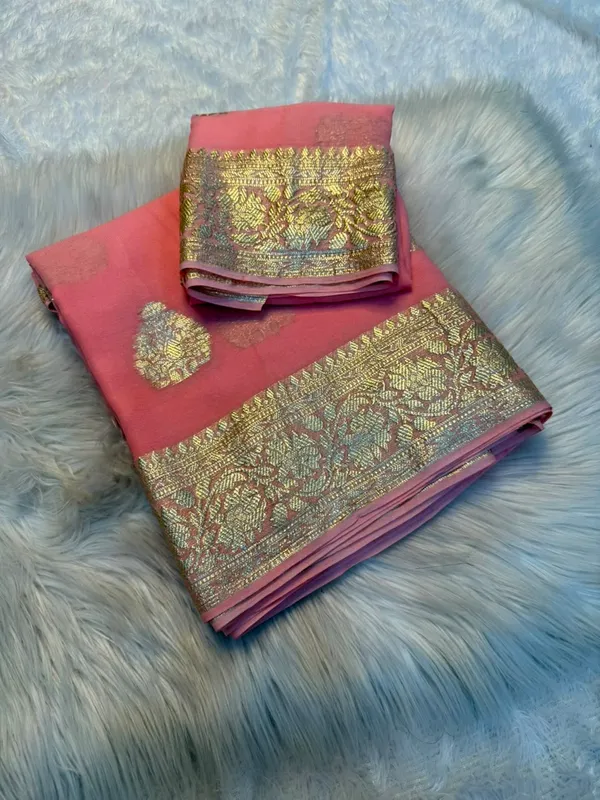 Pink_semi_Kadi_georgette_saree
