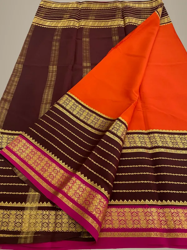 Ksic_Thickness_130_Counts_Contrast_Pallu_And_Contrast_Blouse_Pure_Mysore_Crepe_Silk_Sarees