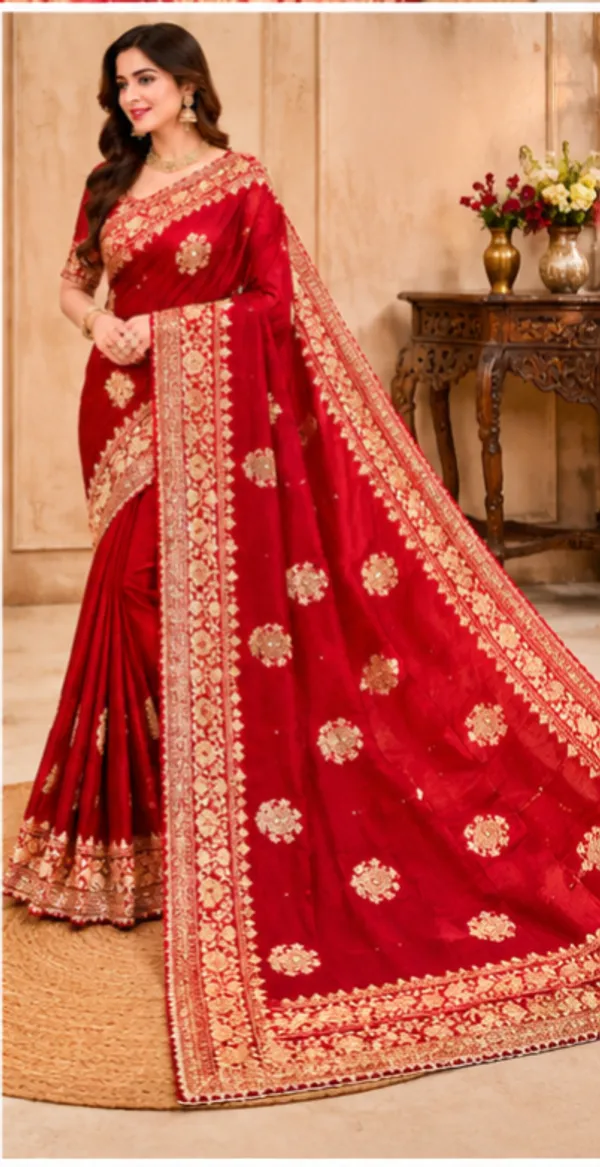 Red_Russian_Cotton_Silk_Weaving_Saree