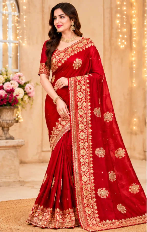Red_Russian_Cotton_Silk_Weaving_Saree