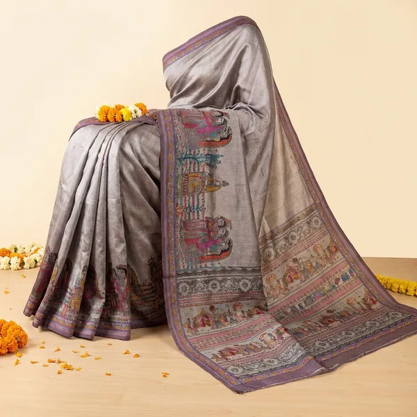 Semi_Gajji_Floral_Saree_Gray