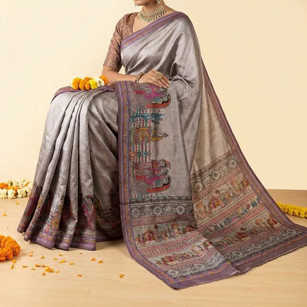 Semi_Gajji_Floral_Saree_Gray