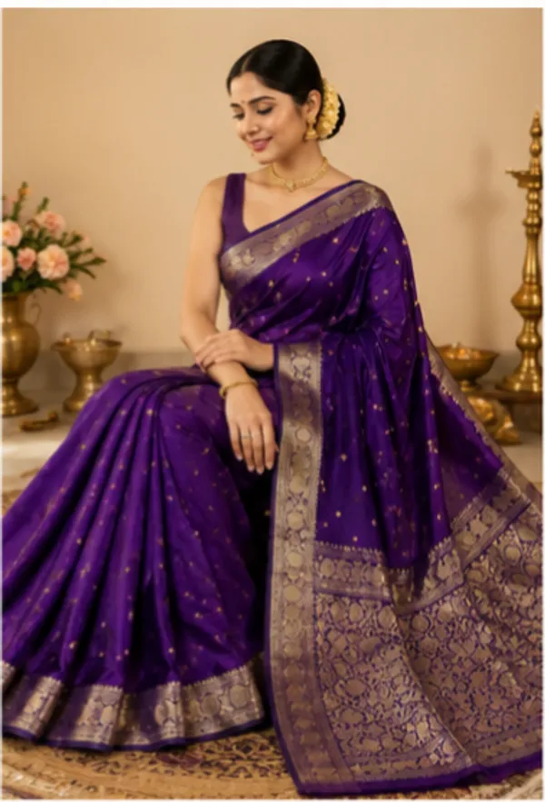 Dark_Blue_Pure_Katan_Kanjivaram_Silk_Saree_Handloom_Luxury_With_Antique_Zari