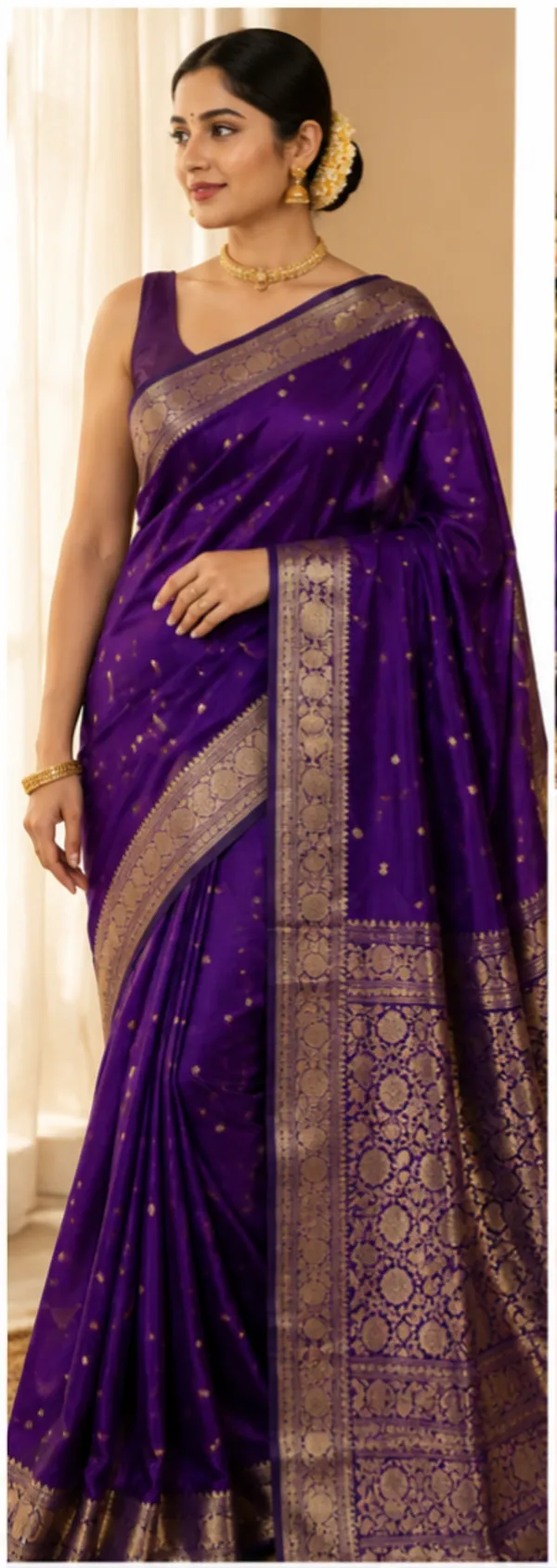 Dark_Blue_Pure_Katan_Kanjivaram_Silk_Saree_Handloom_Luxury_With_Antique_Zari