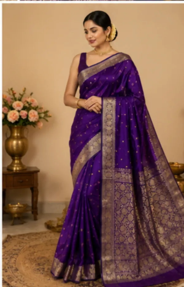 Dark_Blue_Pure_Katan_Kanjivaram_Silk_Saree_Handloom_Luxury_With_Antique_Zari