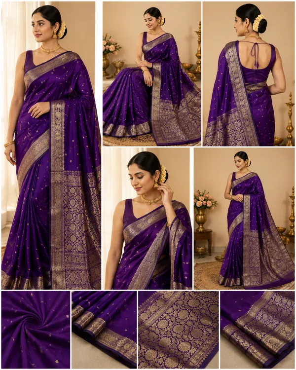 Dark_Blue_Pure_Katan_Kanjivaram_Silk_Saree_Handloom_Luxury_With_Antique_Zari