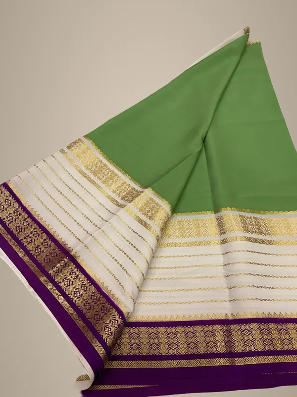 Ksic_Thickness_130_Counts_Contrast_Pallu_And_Contrast_Blouse_Pure_Mysore_Crepe_Silk_Sarees