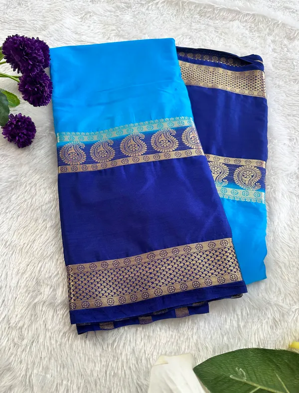 Contest_Semi_Crepe_Silk_Saree_With_Peacock_Bentex_Border