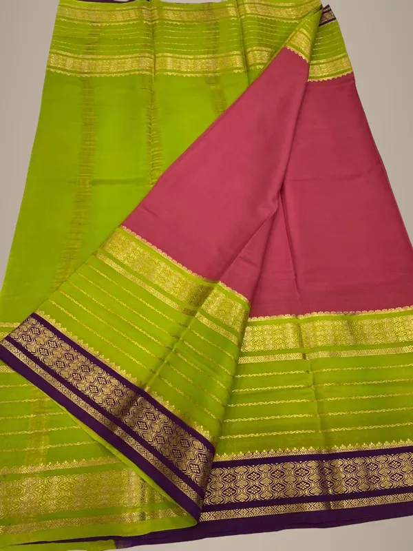 Ksic_Thickness_130_Counts_Contrast_Pallu_And_Contrast_Blouse_Pure_Mysore_Crepe_Silk_Sarees