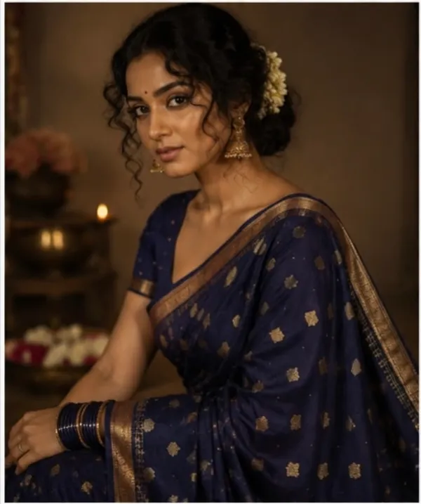 Mysore_silk_replica_chinon_saree_nevy_blue