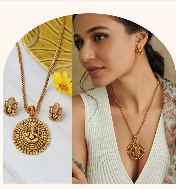 Gold_Metal_Toned_Weddings_And_Festivals_And_Pujas_And_Special_Occasions_Necklace_Set_With_Earrings_For_Women