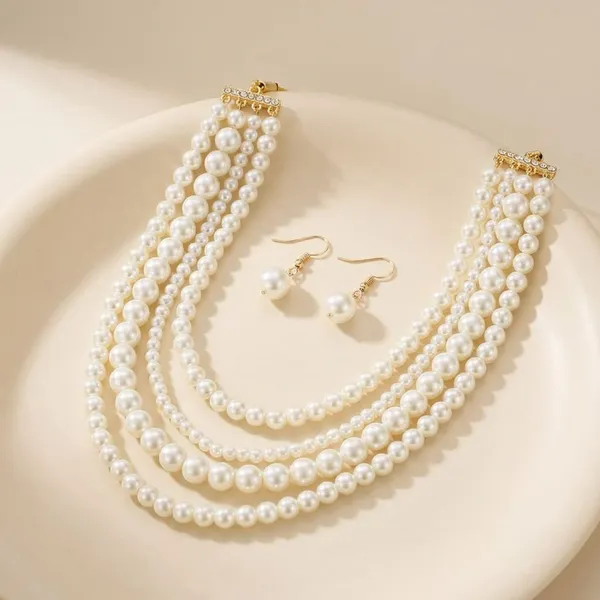 White_Pearl_Wedding_And_Festive_And_Party_And_Daily_Wear_Necklace_Set_With_Earrings_For_Women