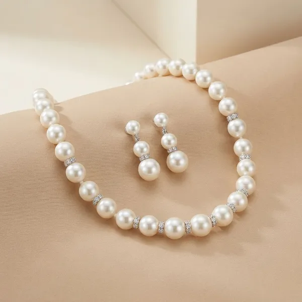 White_Pearl_Weddings_And_Parties_And_Festive_Occasions_Necklace_And_Earring_Set_For_Women