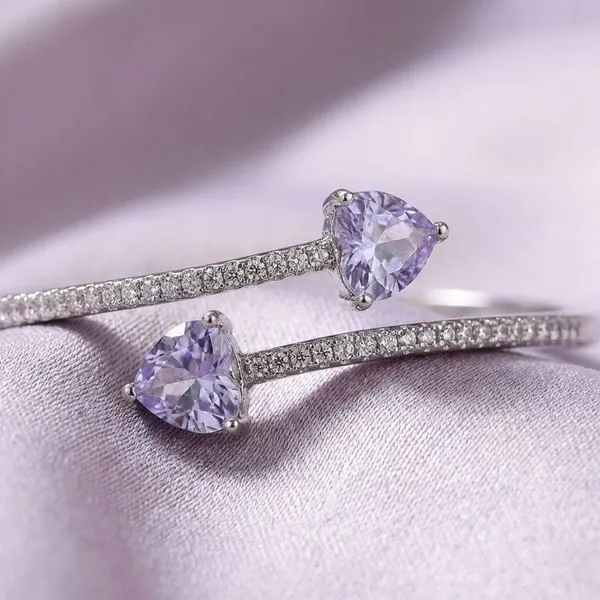 Silver_Moissanite_And_Pear_Cut_Diamond__Bangle_For_Women