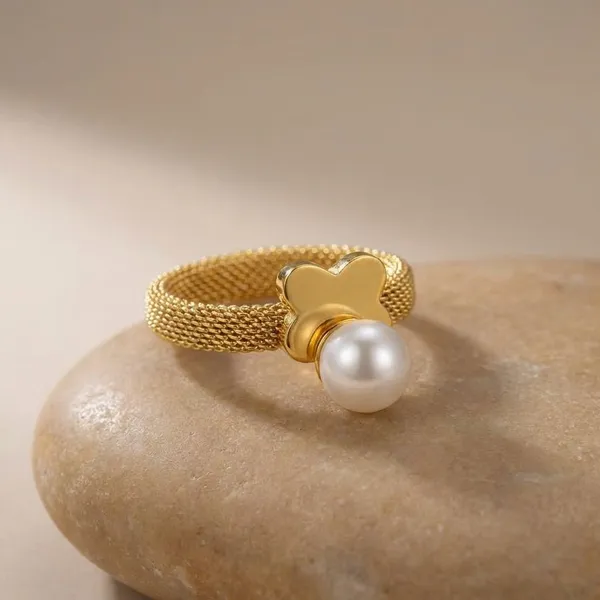 Gold_Tone_Metal_With_Pearl_Everyday_Wear_And_Special_Occasions_Ring_For_Women