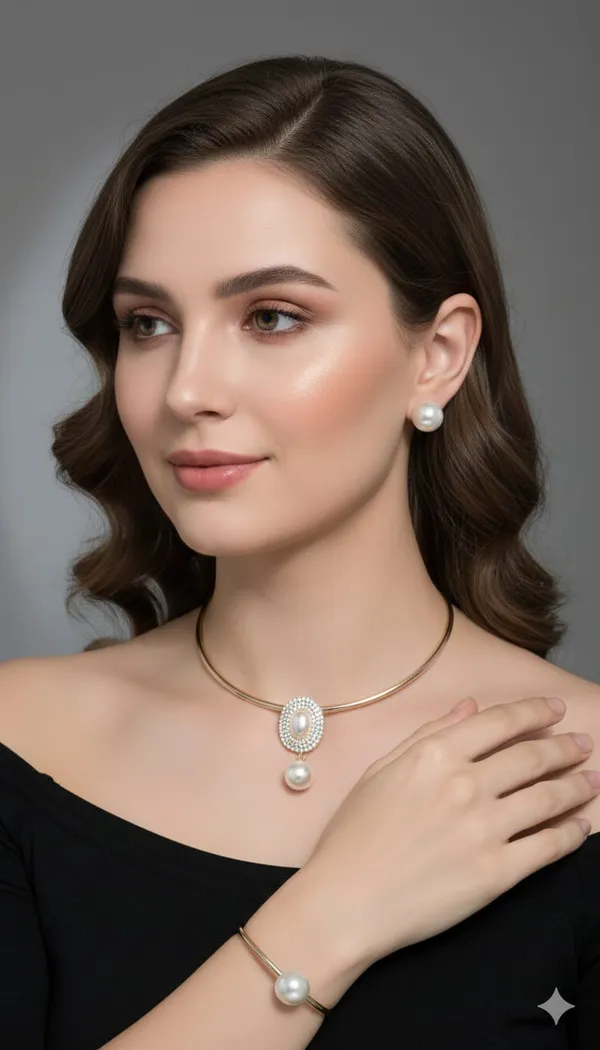 Gold_And_White_Pearl_Jewelry_Set_For_Women