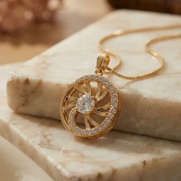 Gold_Crystal_And_Gold_Toned_Metal_Pendant_Necklace_For_Women