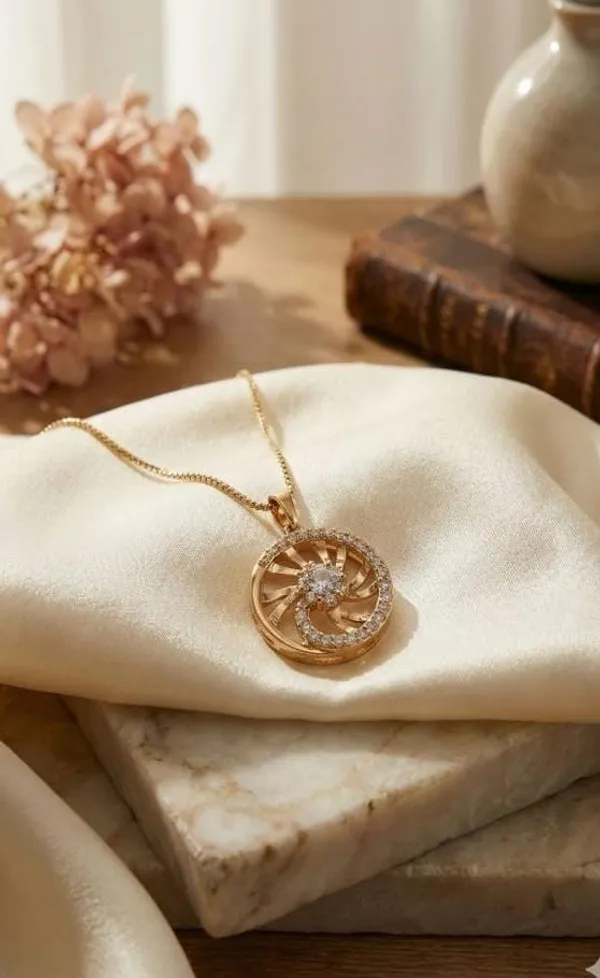 Gold_Crystal_And_Gold_Toned_Metal_Pendant_Necklace_For_Women