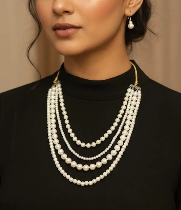 White_Pearl_Wedding_And_Festive_And_Party_And_Daily_Wear_Necklace_Set_With_Earrings_For_Women