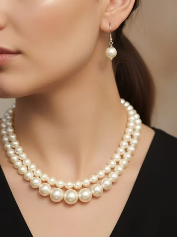 White_Pearl__Necklace__with_Earrings_Set_For_Women