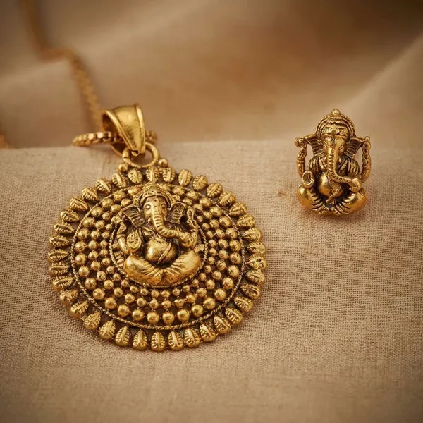 Gold_Metal_Toned_Weddings_And_Festivals_And_Pujas_And_Special_Occasions_Necklace_Set_With_Earrings_For_Women