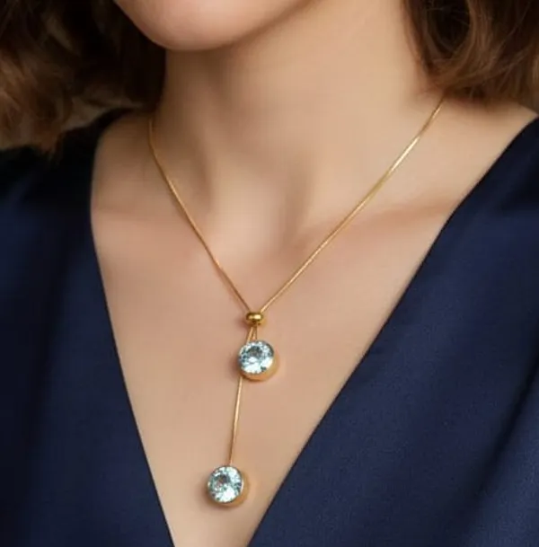 White_Toned_Sky_Blue_Diamond_Metal_Casual_And_Formal_And_Party_And_Wedding_Pendant_Necklace_For_Women