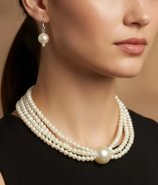White_Pearl_Weddings_And_Formal_Events_And_Everyday_Wear_Necklace_And_Earring_Set_For_Women