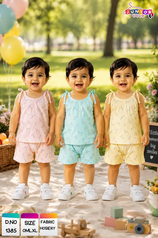 Pastel_Cotton_Shoulder_Tie_Sleeveless_Top_And_Shorts_Set_For_Girls