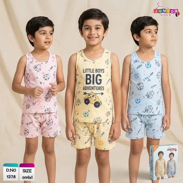 Multicolour_Cotton_Sleeveless_Soccer_Print_Top_And_Shorts_Set_For_Boys