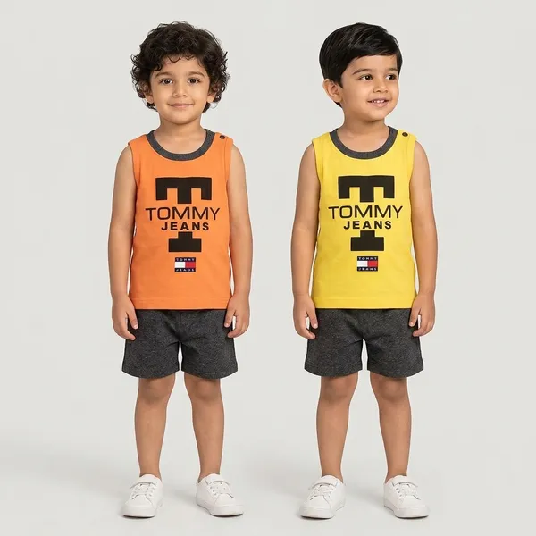 Multicolour_Cotton_Sleeveless_Printed_T_Shirt_Shorts_Set_For_Boys