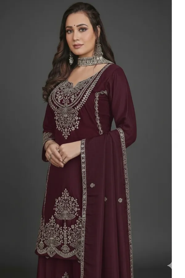 Maroon_Embroidered_Georgette_Suit_Set_With_Heavy_Dupatta