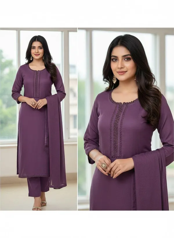 Purple_Embroidered_Kurta_Set_With_Dupatta_Ethnic_Wear_Fpr_Women