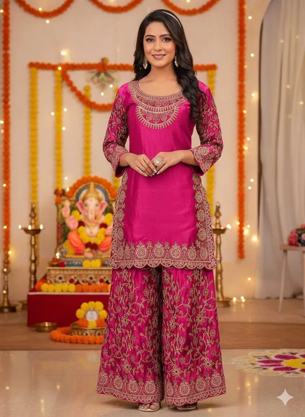 Pink_Embroidered_Kurta_Sharara_Set_For_Women_Ethnic_Festive_Wear