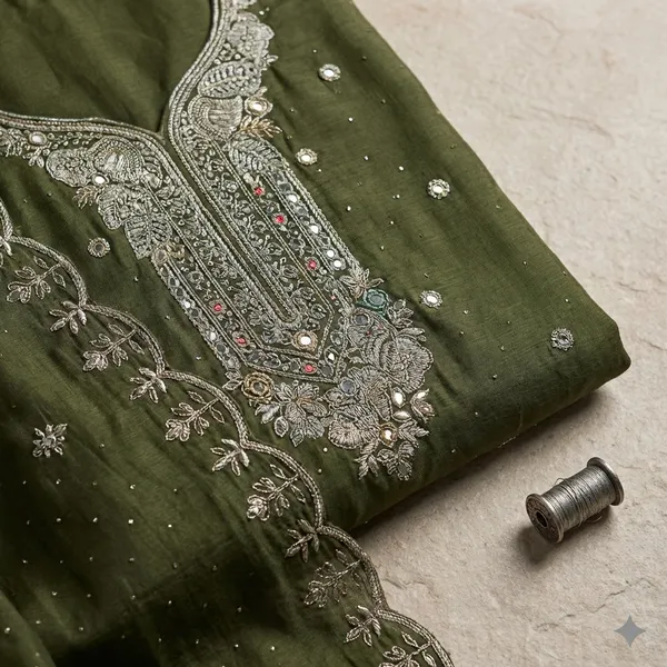 Olive_Green_Embroidered_Kurta_Set_With_Dupatta
