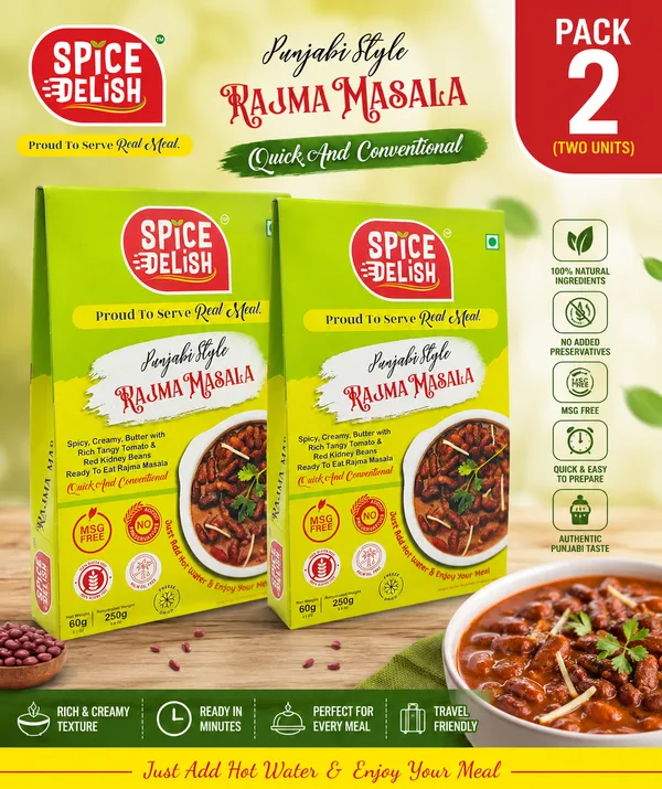 Spice_Delish_Rajma_Masala_Pack_of_2_(Rehydrated_Wt._250g_each_pack)_|_Instant_Ready_Meal_|_Ready_to_Eat_|_Punjabi_Style_|_Just_Add_Hot_Water_|_Freeze-Dried_Ready_Meal_for_Travel,_Camping,_Office,_Hostel_Students_&_Home_|_No_Preservatives__|_No_Added_Colours_or_Flavours_|_No_Palm_Oil_|_Pure_Veg