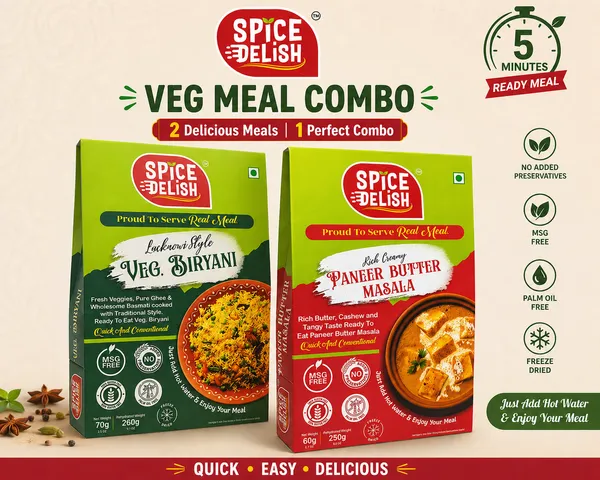 Spice_Delish_Veg_Biryani_&_Paneer_Butter_Masala_Combo_Meal_-_Pack_of_2_(Rehydrated_Wt._510gm)_|_Instant_Ready_Meal_|_Freeze_Dried_|_Ready_to_Eat_|_Rich_Creamy_&_Buttery_Spicy_Paneer_Butter_Masala_Punjabi_Meal_&_Dum_Lucknowi_Style_Veg_Biryani_-_Family_Favourite_Combo_|_Just_Add_Hot_Water_|_Instant_Meal_for_Travel,_Camping,_Office,_Abroad_&_Hostel_Students_&_Home,_Emergency_Food_|_No_Preservatives__|_No_Added_Colours_or_Flavours_|_No_Palm_Oil_|_Vegetarian_meal