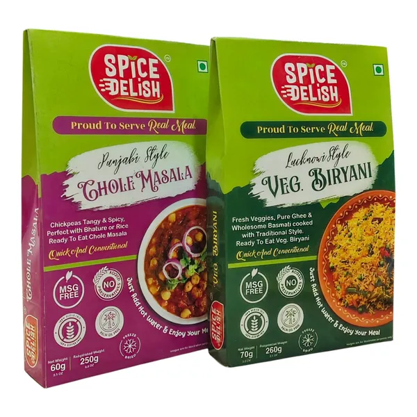 Spice_Delish_Chole_Masala_&_Lucknowi_Style_Veg_Biryani_(2_Pack)-Ready_to_Eat_Combo-Freeze_Dried,_Instant_Ready_Meal