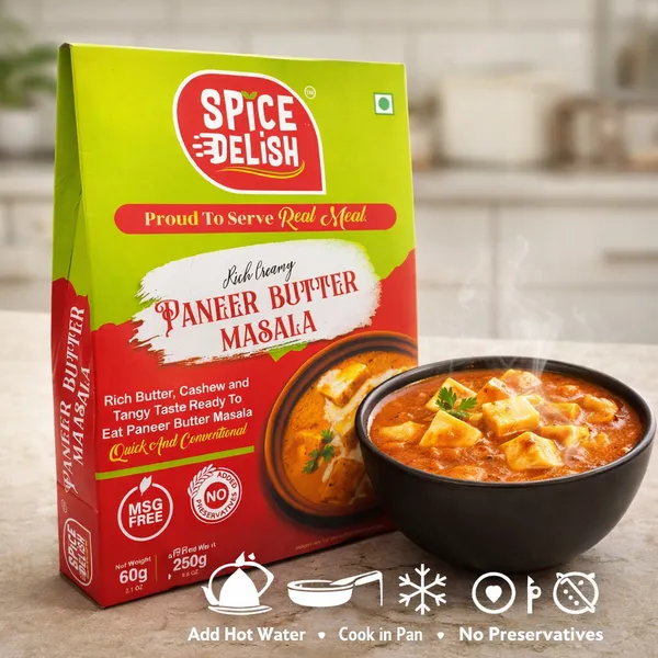 Spice_Delish_Paneer_Butter_Masala_-_Pack_of_2_(Rehydrated_Wt._250g_each_pack)_|_Ready_to_Eat_|_Instant_Ready_Meal_|_Creamy_&_Buttery_Cashews_Tomatoes_Punjabi_Flavour_|_Just_Add_Hot_Water_|_Freeze-Dried_|_No_Preservatives_|_No_Artificial_Colour_|_No_Palm_Oil_|_No_MSG