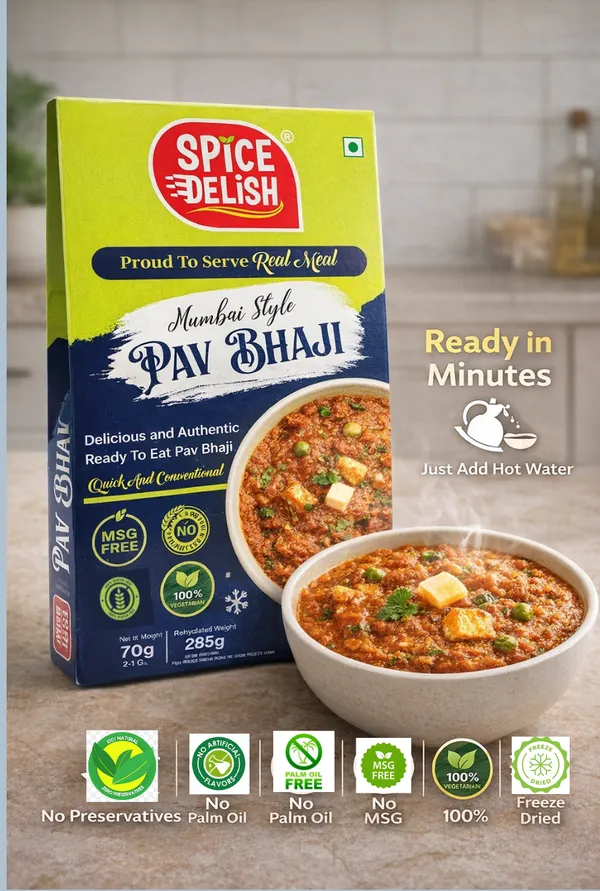 Spice_Delish_Pavbhaji_Pack_of_2_|_Instant_Ready_to_Eat_(Rehydrated_Wt._285g_Each_Pack)_|_Freeze_Dried_-_Instant_Meal_|_Just_Add_Hot_Water_|_Ready_Meal_for_Travel,_Camping,_Office,_Abroad_Studying,_Hostel_Students_&_Home_|_No_Preservatives__|_No_Added_Colours_or_Flavours_|_No_Palm_Oil