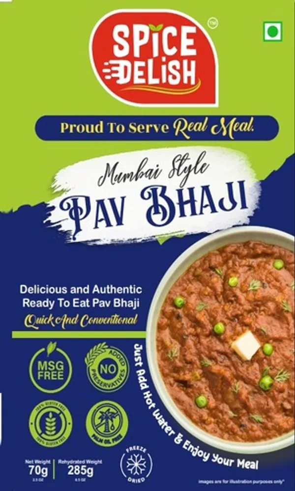 Spice_Delish_Pavbhaji_Pack_of_2_|_Instant_Ready_to_Eat_(Rehydrated_Wt._285g_Each_Pack)_|_Freeze_Dried_-_Instant_Meal_|_Just_Add_Hot_Water_|_Ready_Meal_for_Travel,_Camping,_Office,_Abroad_Studying,_Hostel_Students_&_Home_|_No_Preservatives__|_No_Added_Colours_or_Flavours_|_No_Palm_Oil