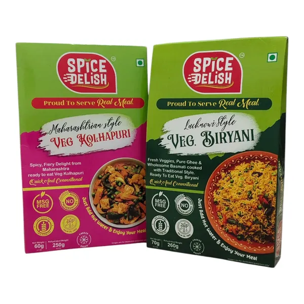 Spice_Delish_Veg_Biryani(260g)+Veg_Kolhapuri(250g)_Combo,_Pack_of_2-Ready_to_Eat,_Freeze-Dried,_Instant_Meal,_Just_Add_Hot_Water