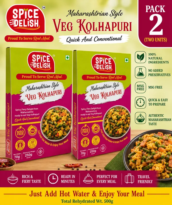 Spice_Delish_Veg_Kolhapuri_(Pack_of_2)_(Rehydrated_Wt._250g_each_pack)_|_Instant_Ready_Meal_|_Ready_to_Eat_|_Maharashtrian_Thecha_Flavour_|_Just_Add_Hot_Water_|_Freeze-Dried_Ready_Meal_for_Travel,_Camping,_Abroad_&_Hostel_Students,_Emergency_Storage_Food,_|_Pure_veg_|_No_Preservatives_|_No_Artifical_Colour_|_No_Palm_oil_