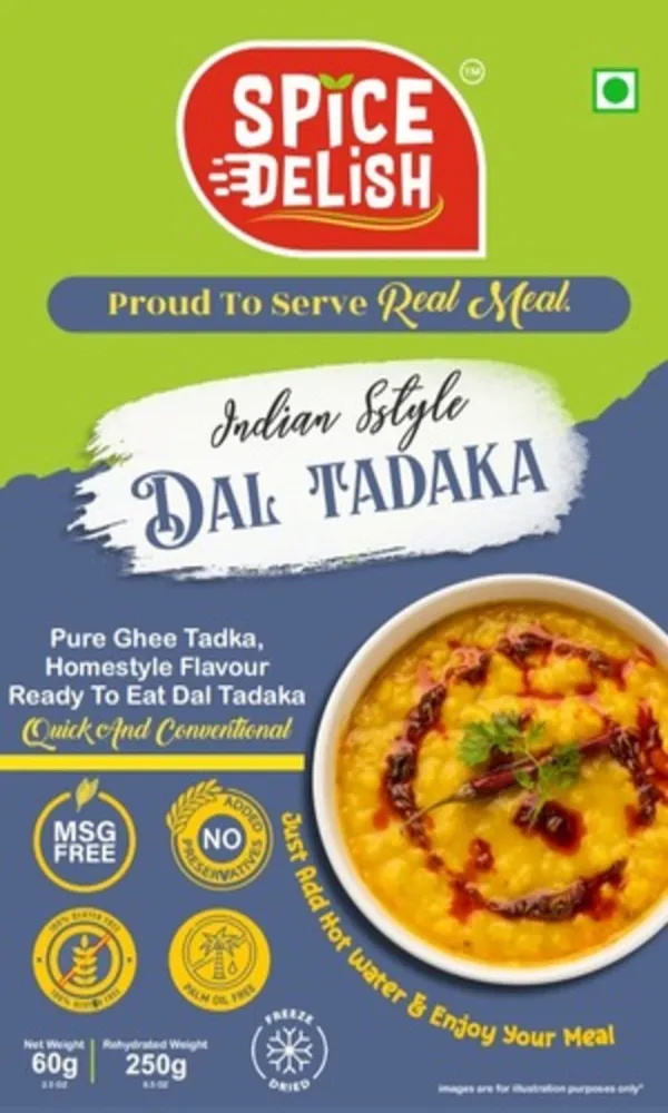 Spice_Delish_Dal_Tadka_Pack_of_2(Rehydrated_Wt.-_250g_each)_|_Instant_Ready_Meal_|_Ready_to_Eat_|_Desi_Ghee_&_GarlicTadka_Flavour_|_Just_Add_Hot_Water_|_Freeze-Dried_Ready_Meal_for_Travel,_Camping,_Office,_Hostel_Students_&_Home_|_No_Preservatives__|_No_Added_Colours_or_Flavours_|_No_Palm_Oil_|_Pure_Veg