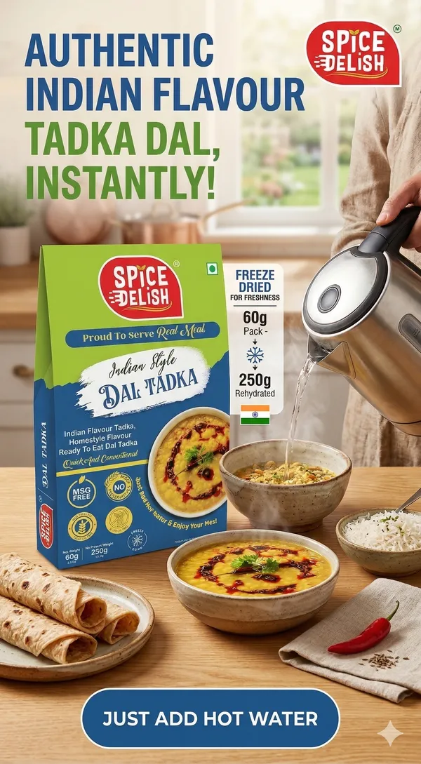 Spice_Delish_Dal_Tadka_Pack_of_2(Rehydrated_Wt.-_250g_each)_|_Instant_Ready_Meal_|_Ready_to_Eat_|_Desi_Ghee_&_GarlicTadka_Flavour_|_Just_Add_Hot_Water_|_Freeze-Dried_Ready_Meal_for_Travel,_Camping,_Office,_Hostel_Students_&_Home_|_No_Preservatives__|_No_Added_Colours_or_Flavours_|_No_Palm_Oil_|_Pure_Veg