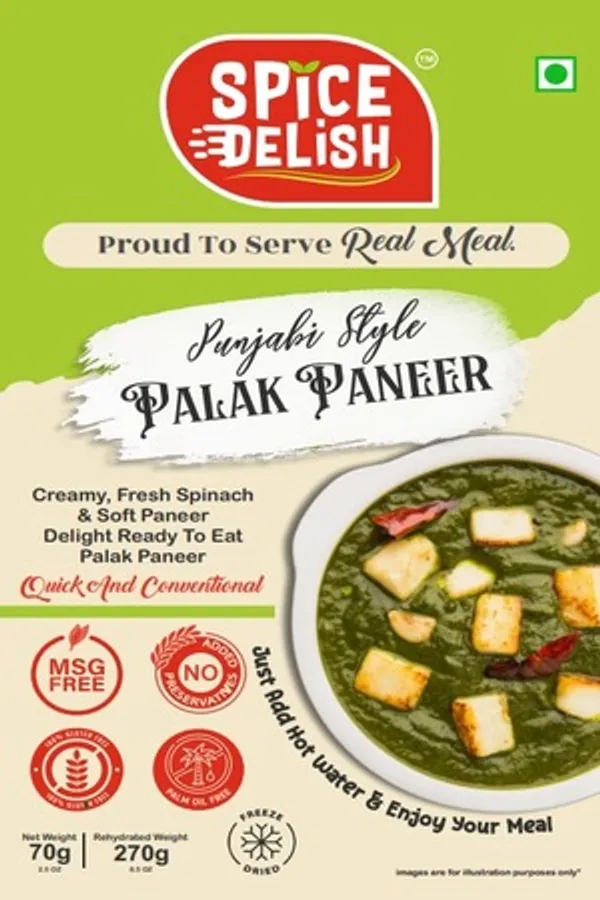 Spice_Delish_Palak_Paneer_(Pack_of_2)_(Rehydrated_Wt._250g_for_each_pack)_|_Ready_to_Eat_Meal_|_Dhaba_Style_-_Creamy_Buttery_&_Spinach_Flavour_|_Freeze_Dried_-_Instant_Meal_|_Just_Add_Hot_Water_|_Pure_Veg_|_Best_for_Travel,_Camping,_Office,_Students,_Emergency_Storage_Meal